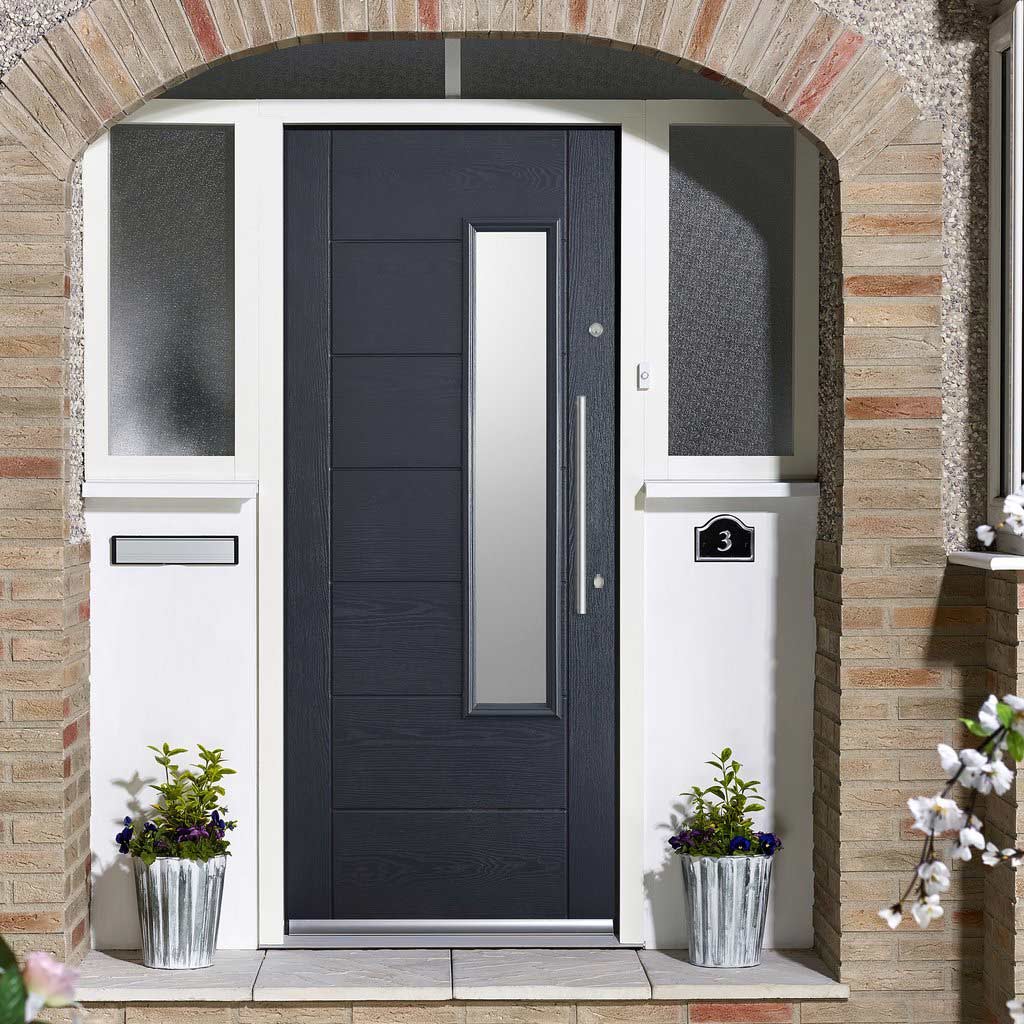 GRP Grey Newbury Composite Door - Frosted Double Glazing