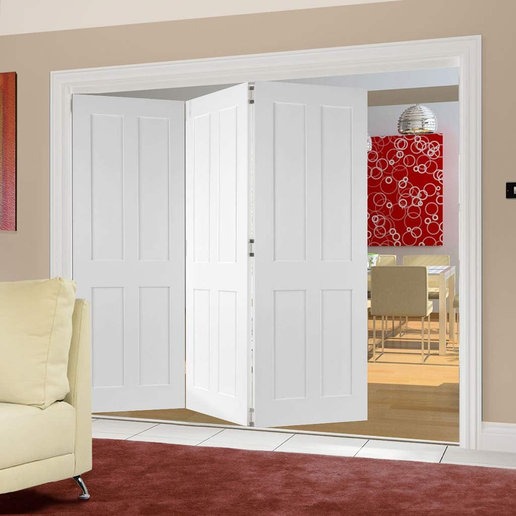 Three Folding Doors & Frame Kit - Eton Victorian Shaker 3+0 - White Pr