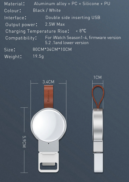 Portable Qi Wireless USB Apple Watch Charger