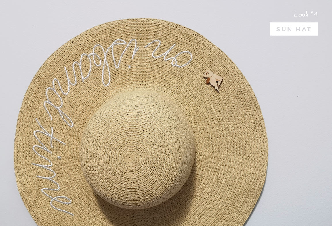 Wood pin on Sun Hat