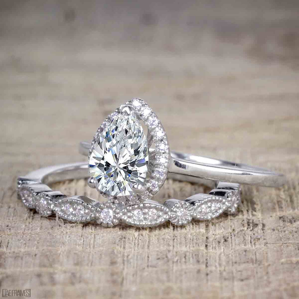 Affordable 2 Carat Pear cut Moissanite Antique Wedding