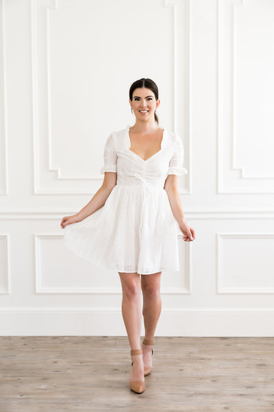 white eyelet dress