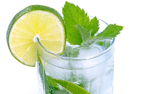 water with lime and mint