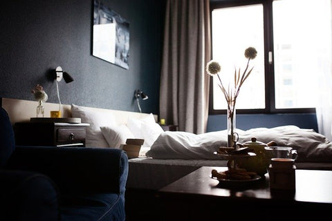 bedroom in calm color scheme