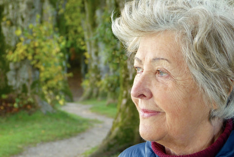 Woman looking off into the distance.