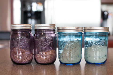 Dry oats in mason jars prepped to reheat