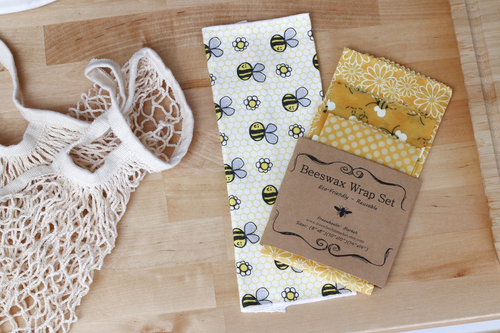 Beeswax wraps unpaper towels reusable shopping bag
