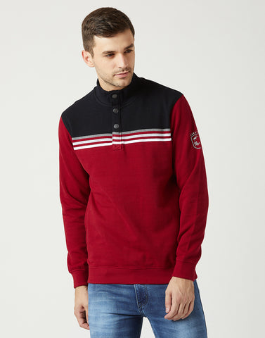 Octave Men Salsa Red Printed Sweatshirt