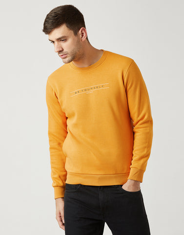 Octave Men Mustard Yellow Printed Sweatshirt