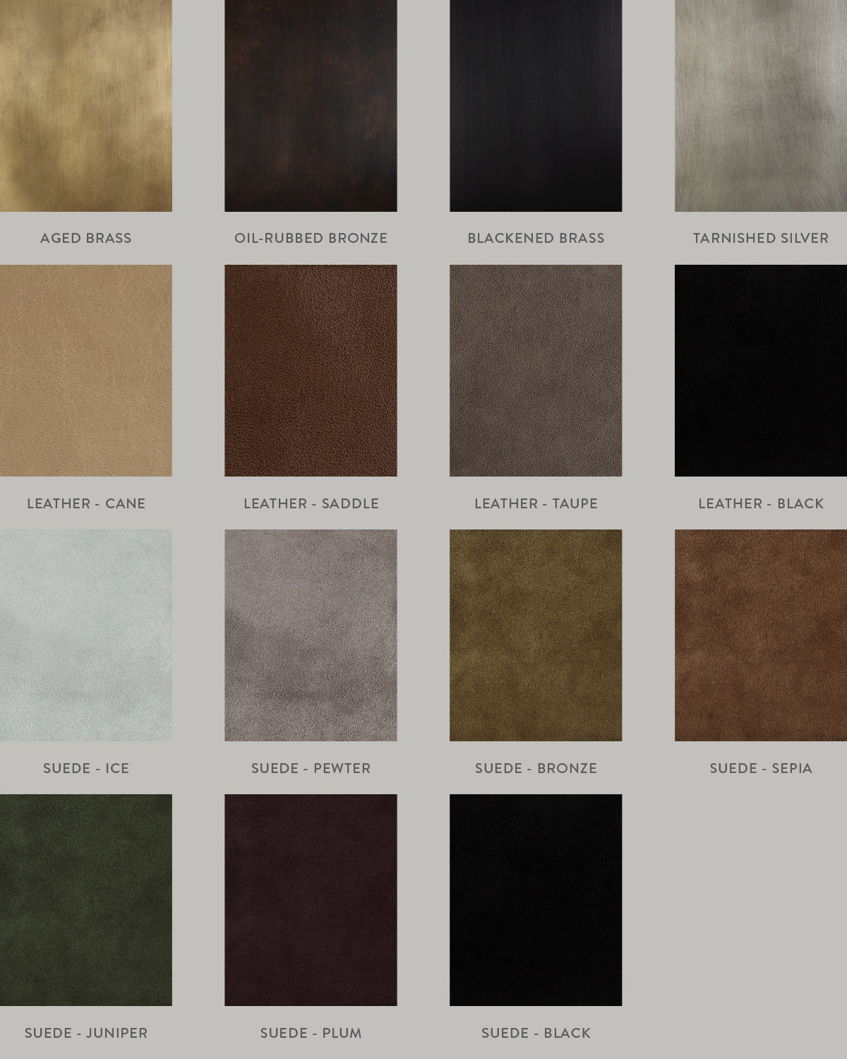 Material swatches for ARROW ceiling pendant. 