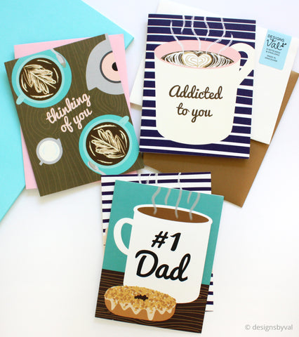 Designs by Val Coffee Themed Greeting Cards