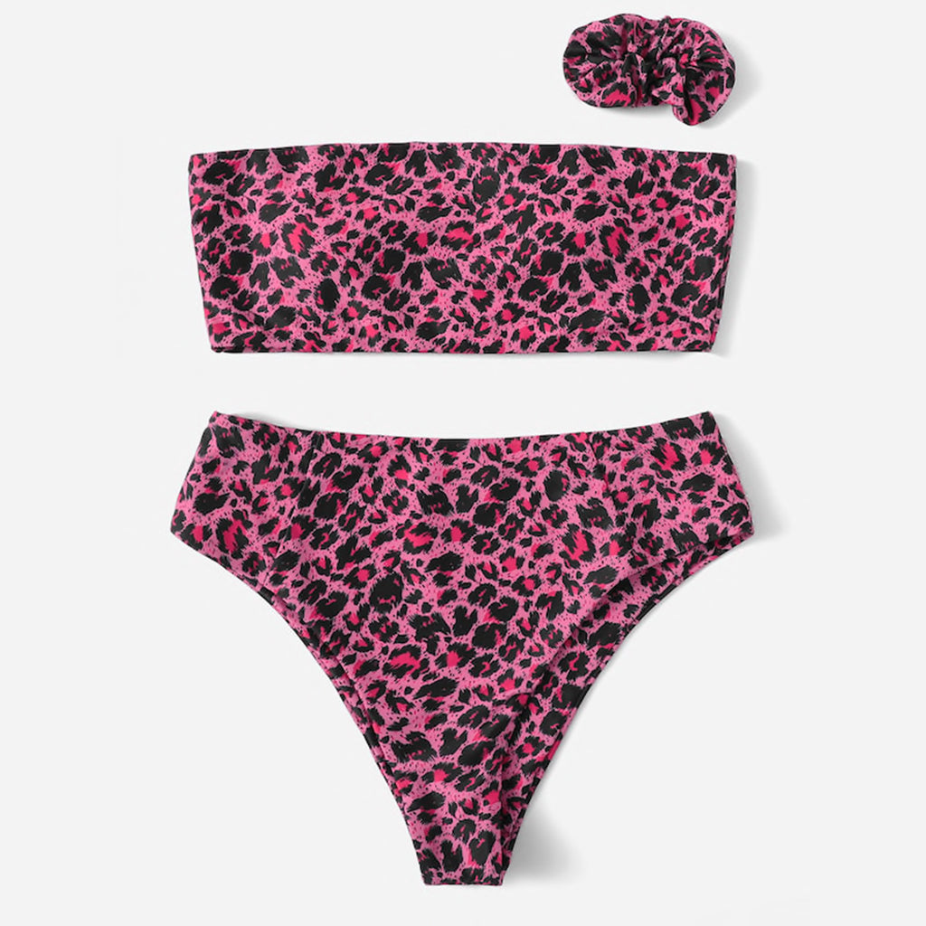 pink leopard bikini set