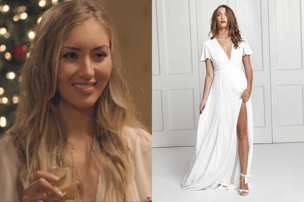 Sophie Habboo wearing a bridesmaid dress from Constellation Âme