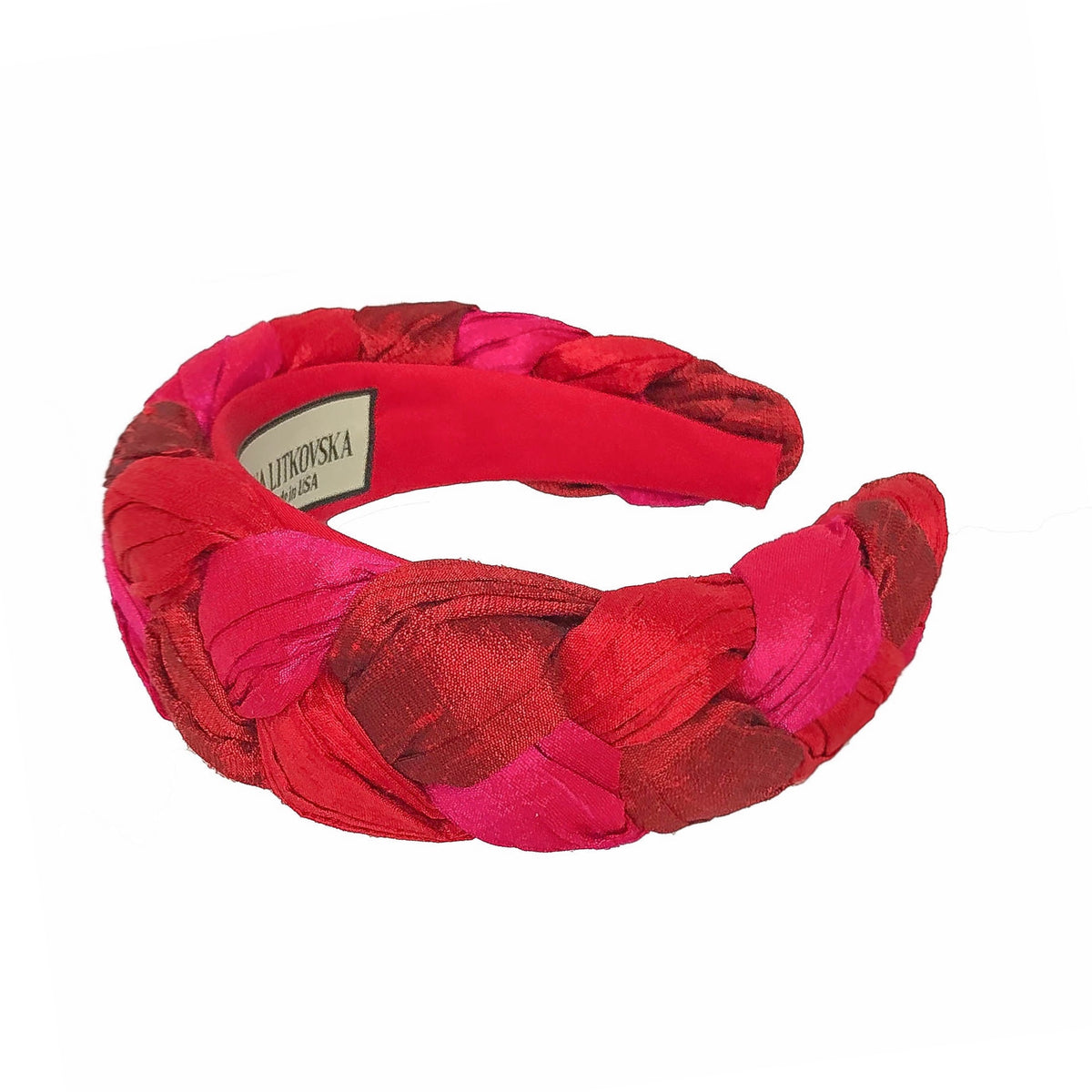 Silk Headband in Triple Red | Braided Designer Headbands for Women