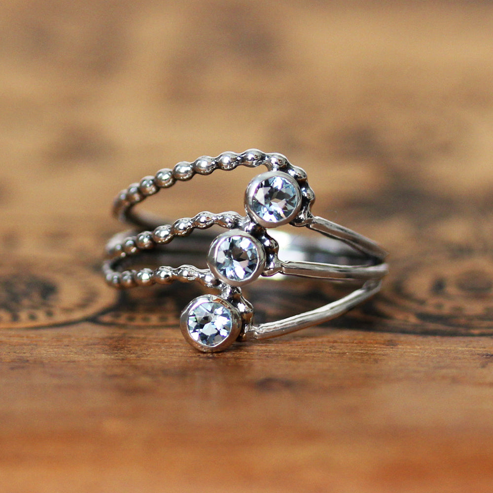 Copy of Elements Water Multi Stone Ring - Silver and Aquamarine