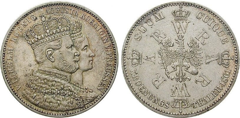 94%OFF!】 ドイツ プロイセン 1ターレル銀貨 1861ヴィルヘルム1世戴冠
