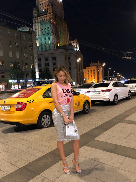Youma Leth exploring Moscow with Prague skirt