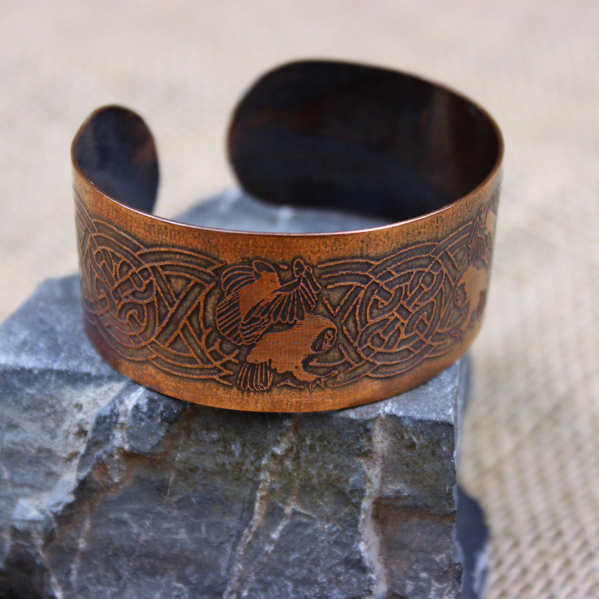 Copper owl cuff