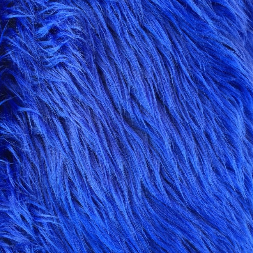 LONG Pile Fun Faux Fur Fabric Material ROYAL BLUE 