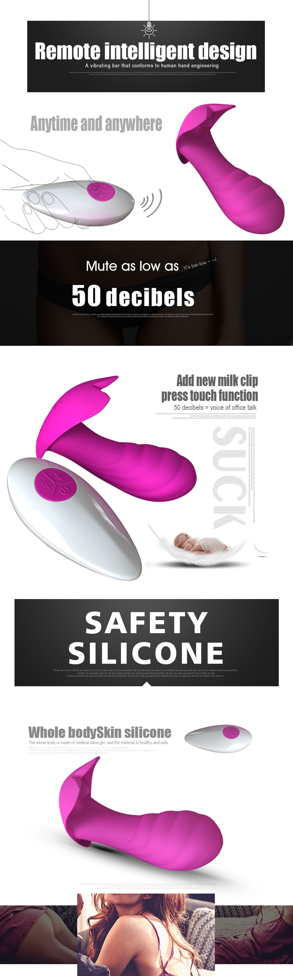 Utimi Wearable Vibrator Wireless Dildo Vibrator with Remote Control Waterproof Clitoris Stimulator Vagina Massager for Women or Couple