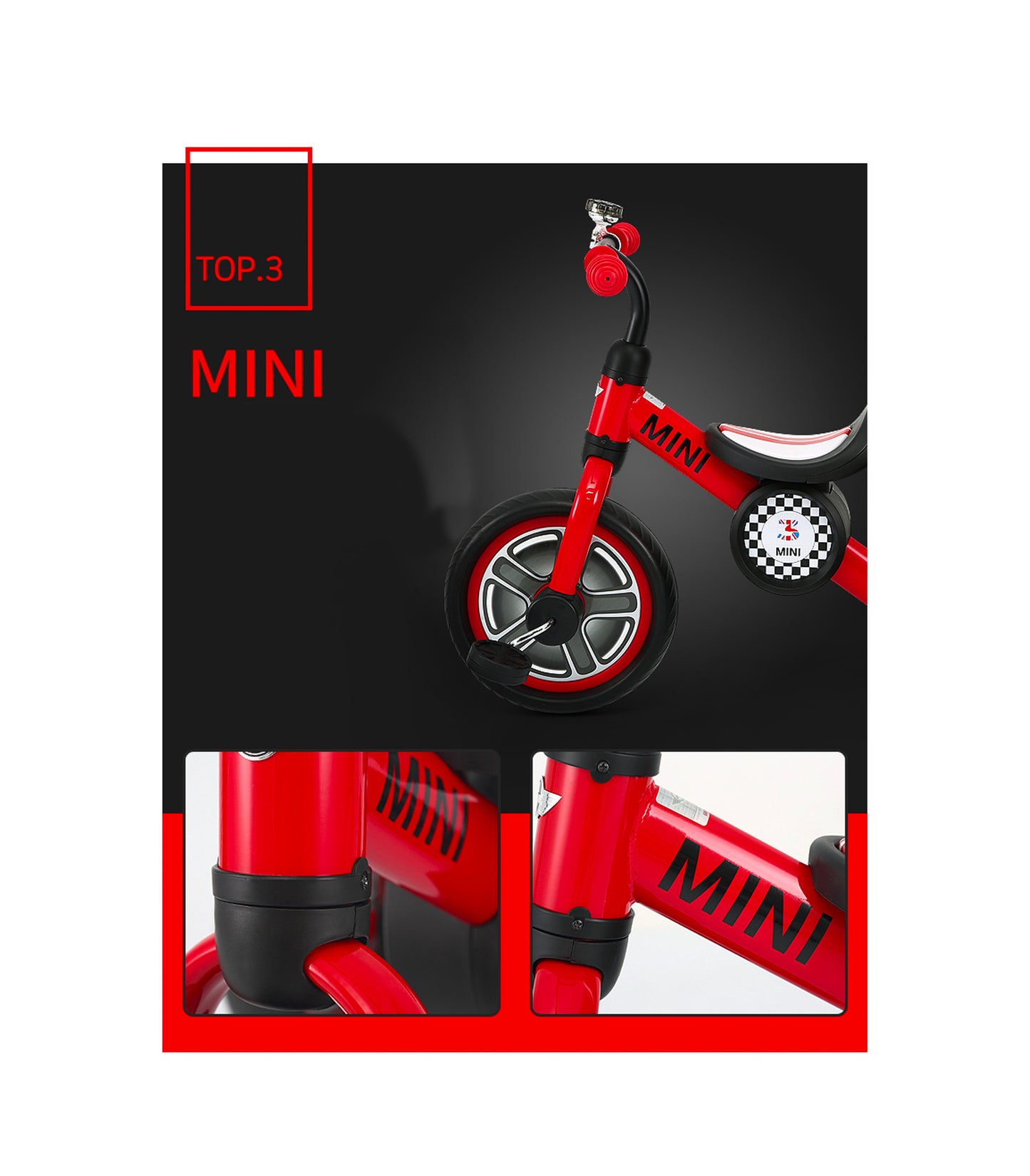 MINI COOPER Licensed 12" Kids Tricycle - Trike Ride-On Toy Bike From RASTAR MINI Cooper style structure - clickshup.com.au