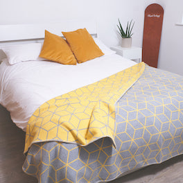 Grey & Yellow Geometric Blanket