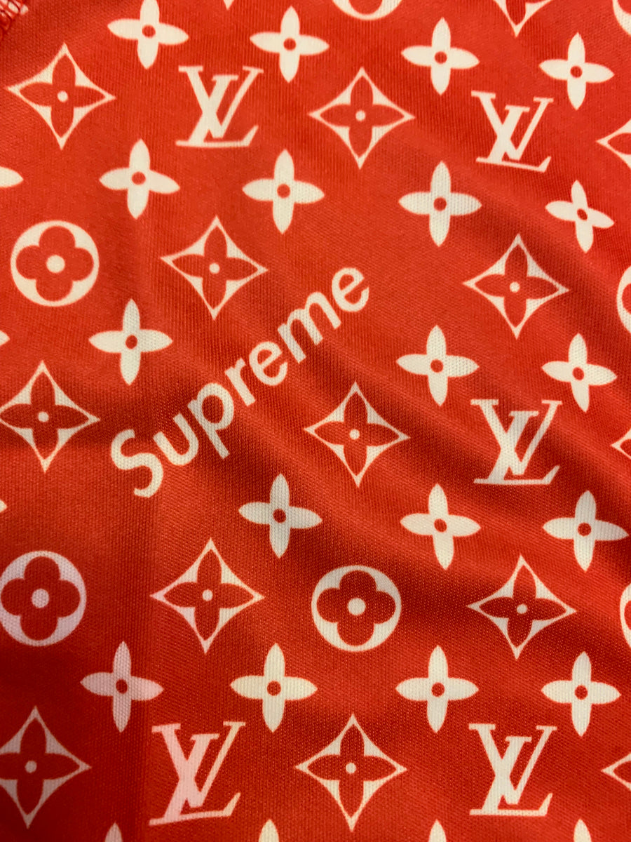 DESIGNER INSPIRED RED AND WHITE SUPREME LV DURAG – THE RAG LADY