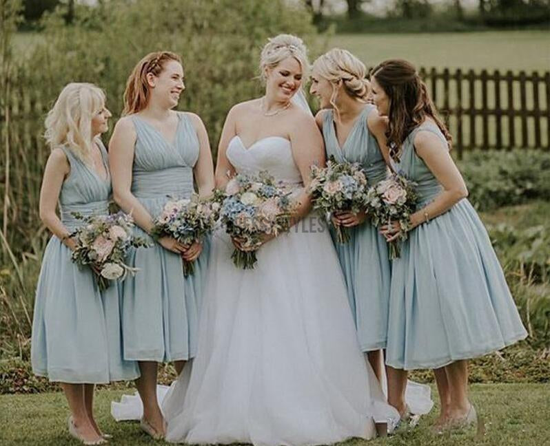 cheap dusty blue bridesmaid dresses