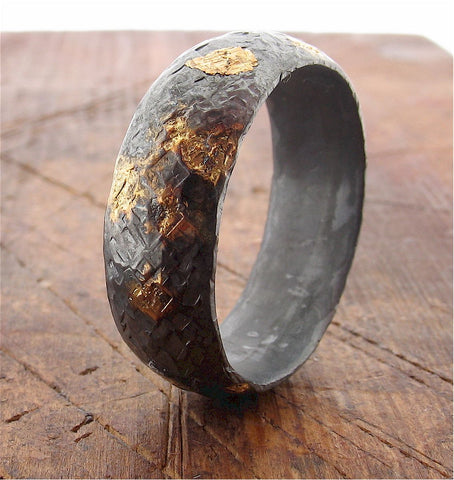 Rustic Black and Gold wedding ring.