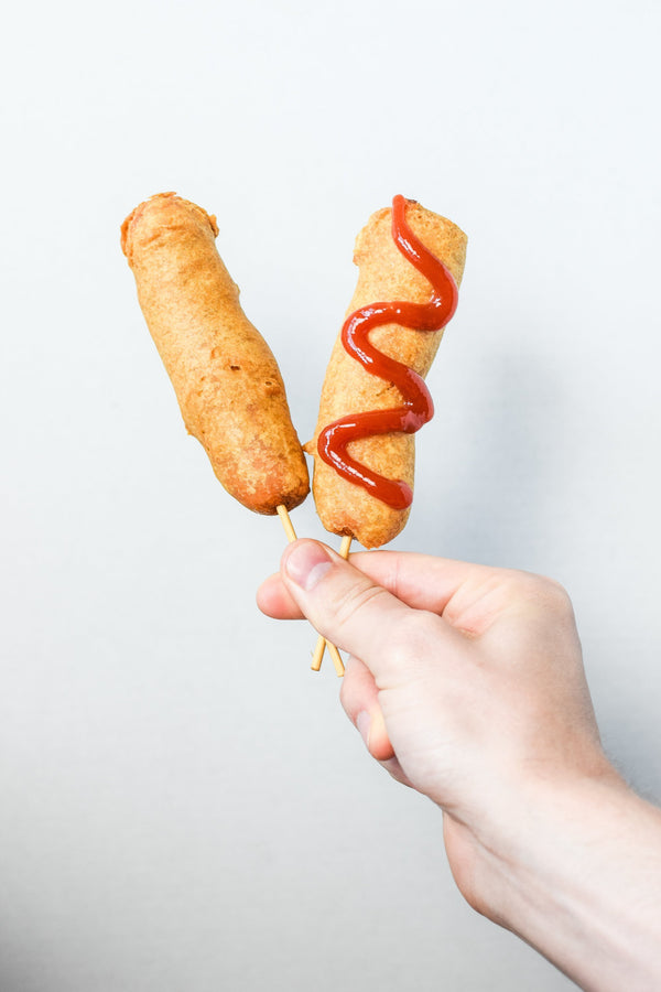 How To Make Corn Dogs With Pancake Mix : Whisk together until well