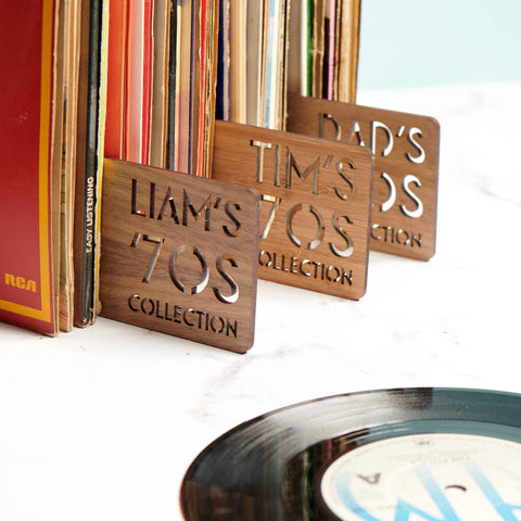 Personalised Walnut Record Dividers