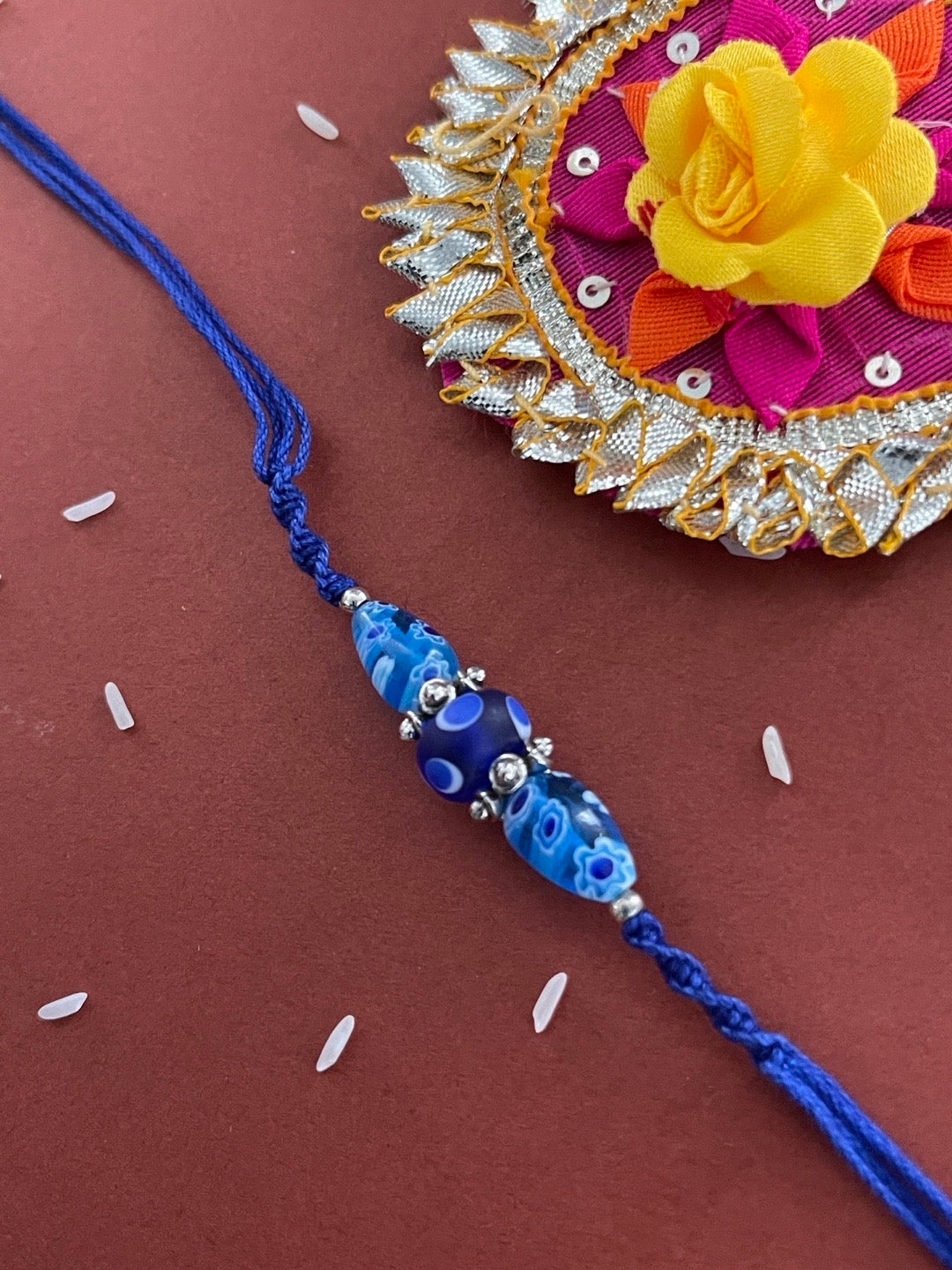 Blue Bead Designer Rakhi | Rakhi For Brother Online Shopping | DDR ...