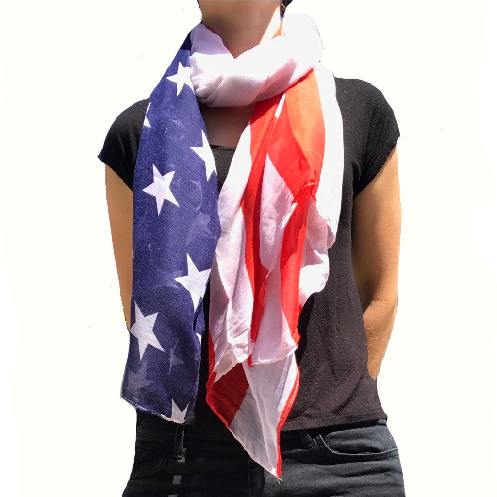 lenen labyrint Grote waanidee Patriotic USA American Flag Red White Scarf Scarves Sheer Lightweight