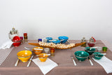 Keramikschalen mit Silberrand 3er Set rot