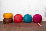 Ledersitzkissen "Pouf" in gelb