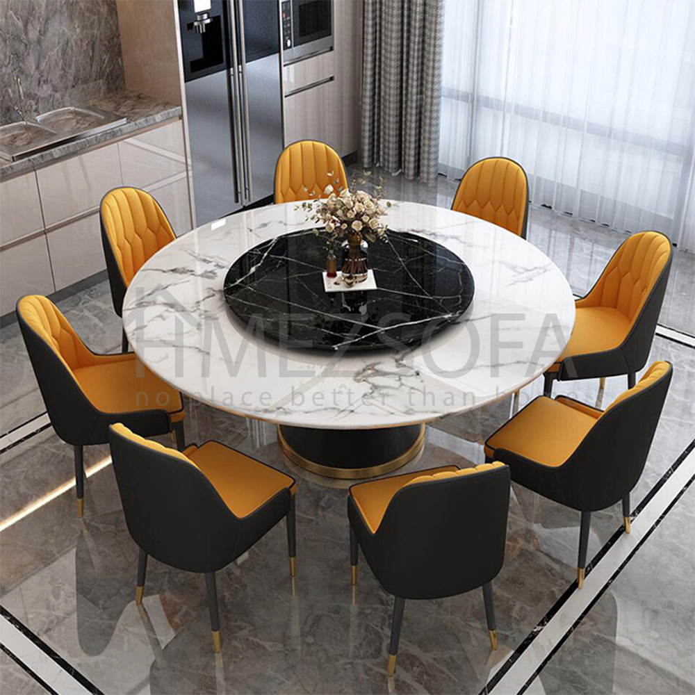 marble dining table set round