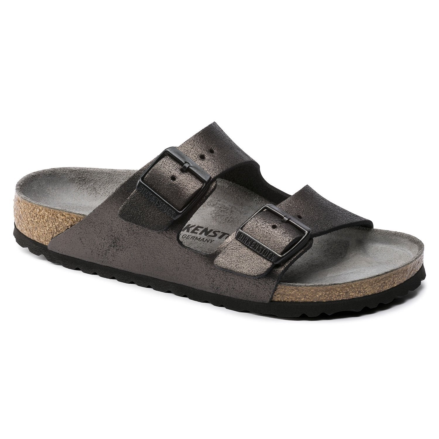 birkenstock arizona washed metallic antique black