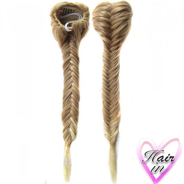 Highlighted Ash Blonde Fishtail Braid Hair Extensions Up Do