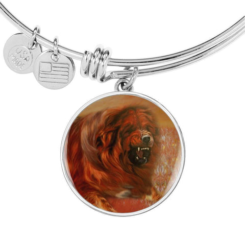 Tibetan Mastiff Dog Print Circle Pendant Luxury Bangle-Free Shipping