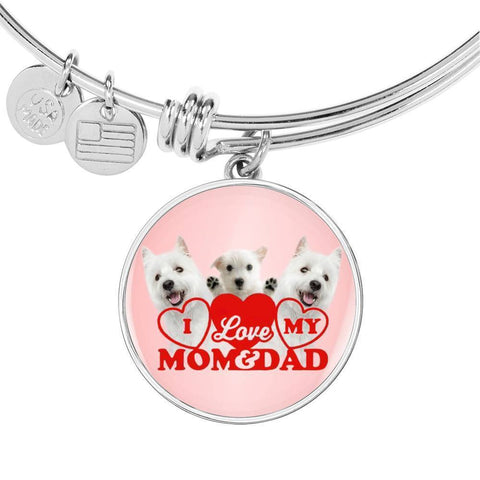 West Highland White Terrier (Westie) Family Print Circle Pendant Luxury Bangle-Free Shipping