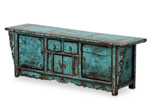 Blue lacquer low sideboard