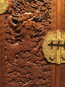 carvings on nanmu cabinet