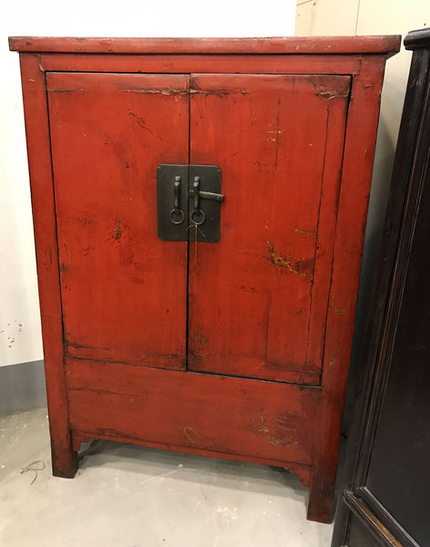 Red Lacquer Antique Chinese Cabinet