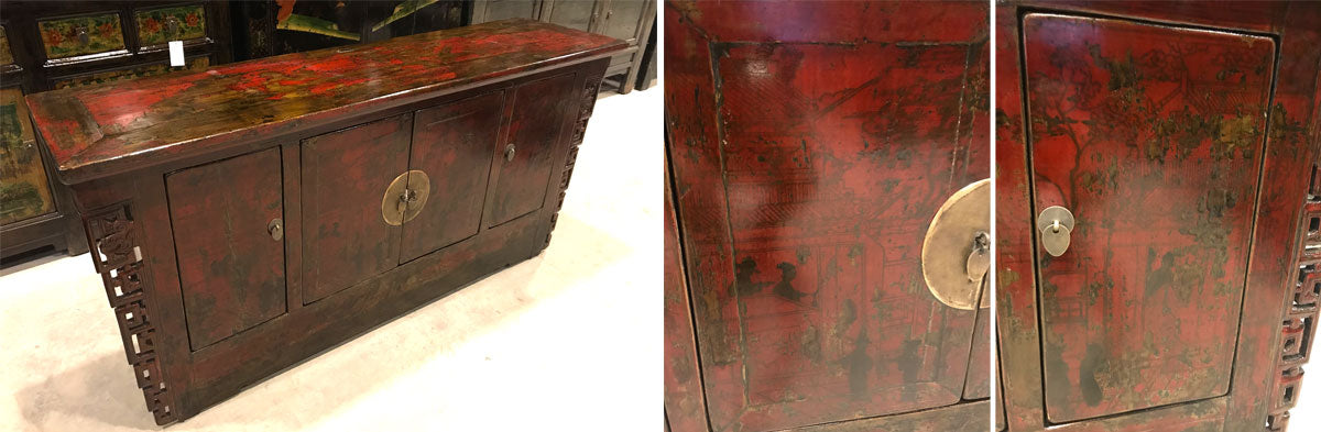 Shanxi Red Lacquer Antique Sideboard