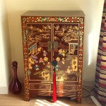 Shanxi Painted Cabinet in Red Lacquer