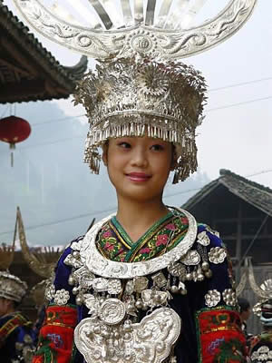 Miao girl in traditional dress
