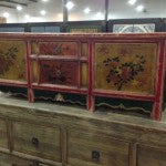 Antique Mongolian sideboard with original paintings
