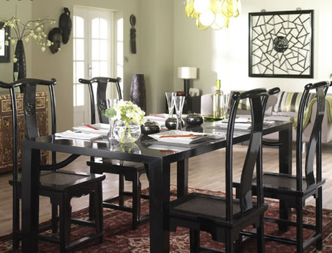 Black lacquer oriental dining table