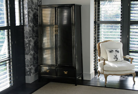 Black Lacquer Tapered Wardrobe