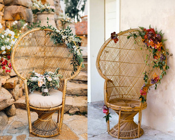 Fleurir un fauteuil en osier Emmanuelle pour mon mariage 